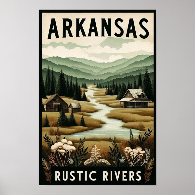 Vintage Arkansas Rustic Rivers Poster (Front)