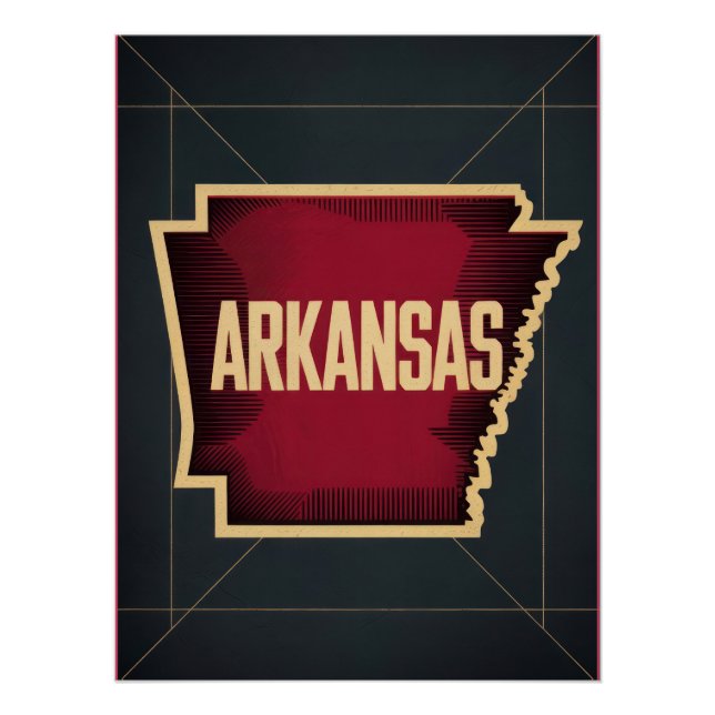 Vintage Arkansas State Map Retro Poster Design (Front)