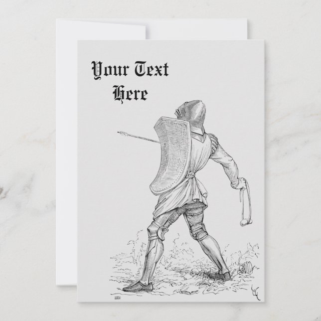Vintage Armoured Knight Medieval Warrior Custom Invitation (Front)