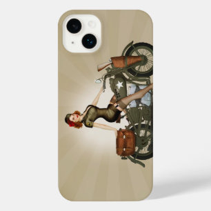 Vintage Army Motorcycle iPhone 14 Plus Coque