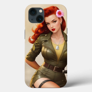 Vintage Army Motorcycle Pinup iPhone Case