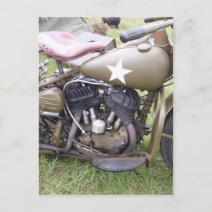 Vintage Army Motorcycle Postcard