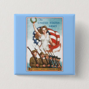 Vintage Army Poster with Lady Liberty Tshirts 2 Inch Square Button