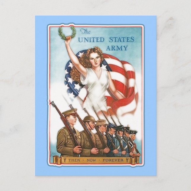 Vintage Army Poster with Lady Liberty Tshirts Postcard (Front)