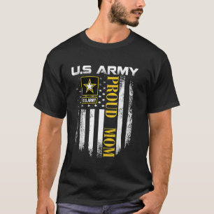 Vintage Army Proud Mom With American Flag Gift T-Shirt
