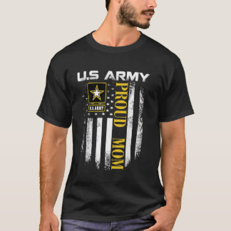 Vintage Army Proud Mom With American Flag Gift T-Shirt