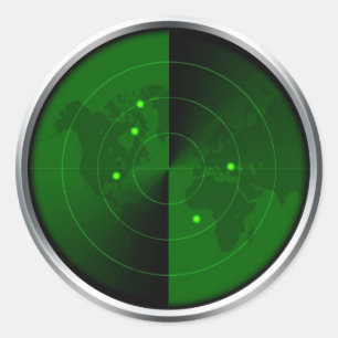 vintage army radar world map detection military classic round sticker