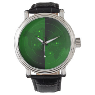 vintage army radar world map detection military watch