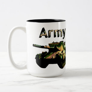 Vintage Army Tank Oil Painted, Two-Tone Coffee Mug