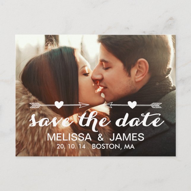 Vintage Arrows | Save the Date Announcement Postcard (Front)