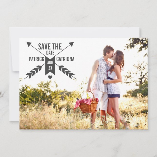 VINTAGE ARROWS SAVE THE DATE PHOTO ANNOUNCEMENT (Front)