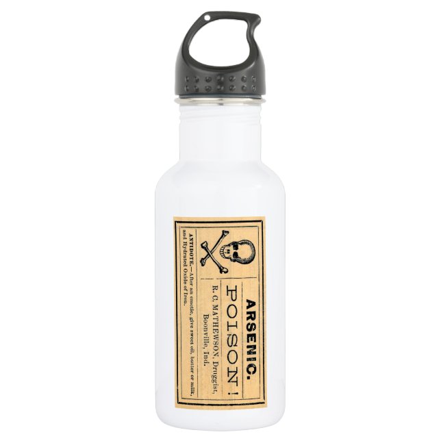 Vintage Arsenic Poison Label 532 Ml Water Bottle (Front)