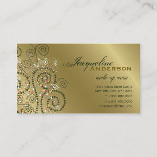 Vintage Art Boho Green Spirals Golden Profile Card