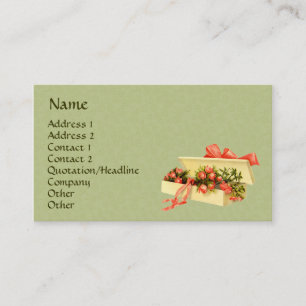 Vintage Art Box Of Roses Business Card