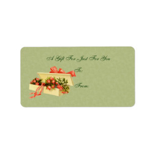 Vintage Art Box Of Roses Gift Tag