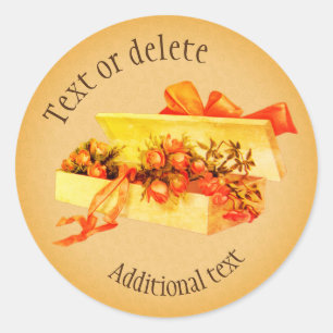 Vintage Art Box Of Roses Personalized Classic Round Sticker