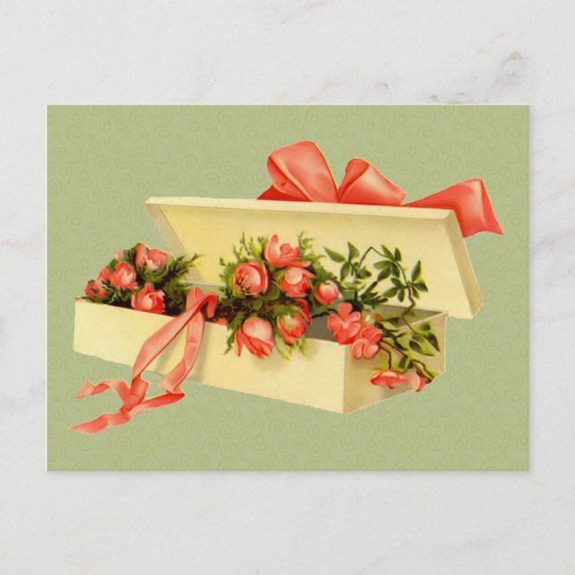 Vintage Art Box Of Roses Postcard (Front)
