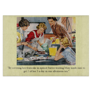 Vintage Art Cake Decorating Scene  Cutting Board