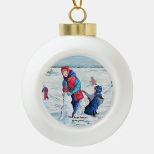 Vintage Art Ceramic Ball Christmas Ornament