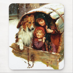 Vintage Art Christmas Gift Mouse Pad