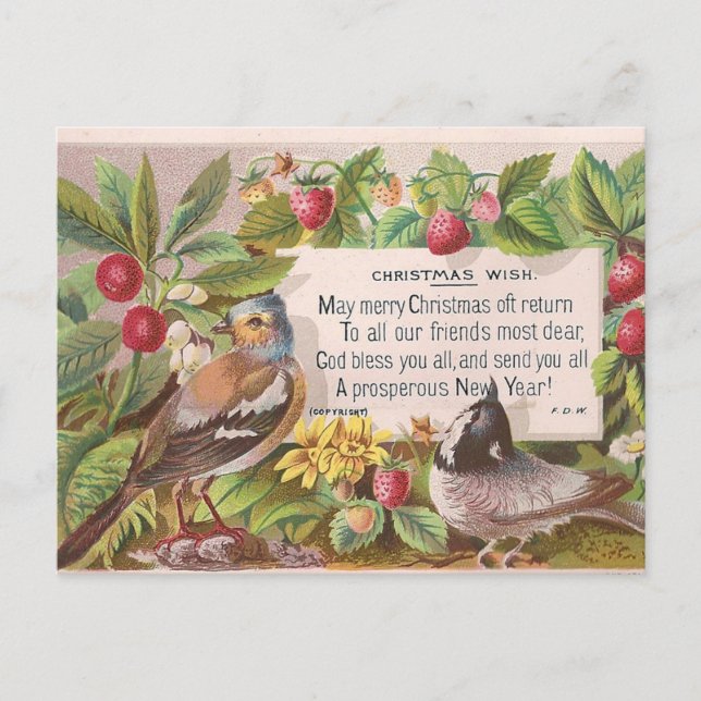 Vintage Art Christmas Greeting Postcard (Front)
