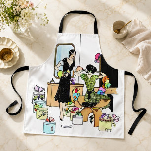 Vintage Art Deco 1920s Hat Shop Illustration Apron