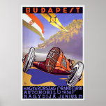 Vintage Art Deco 1936 Hungarian Grand Prix Poster<br><div class="desc">Reproduction print of a vintage Art Deco poster promoting the 1936 Hungarian Grand Prix in Budapest. This art-deco print has been digitally refurbished to bring out the original colours,  even better and fix as many imperfections as possible.</div>