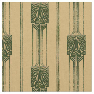 Vintage Art Deco Abstract Peacock Pattern Fabric