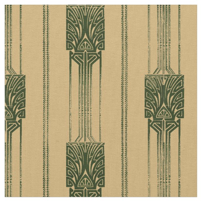 Vintage Art Deco Abstract Peacock Pattern Fabric (Close Up)