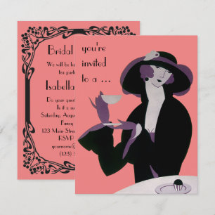 Vintage Art Deco Afternoon Tea Bridal Shower Party Invitation
