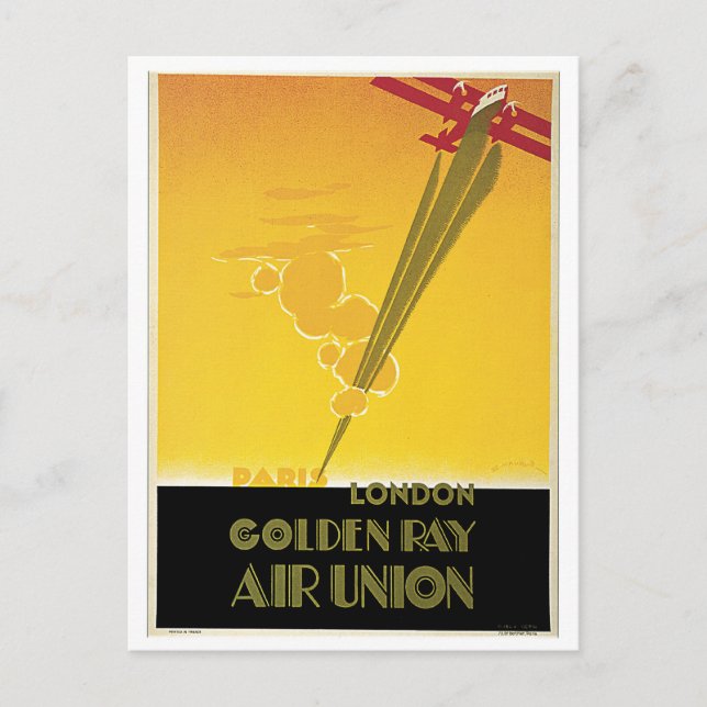 Vintage Art Deco airlines travel ad Postcard (Front)