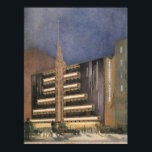 Vintage Art Deco Architecture, Building in NYC Poster<br><div class="desc">Vintage illustration art deco architectural image of the facade for the proposed Max Reinhardt Theatre building in New York City.</div>
