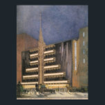 Vintage Art Deco Architecture, Building in NYC Poster<br><div class="desc">Vintage illustration art deco architectural image of the facade for the proposed Max Reinhardt Theatre building in New York City.</div>