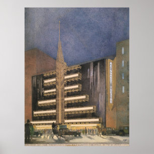 Vintage Art Deco Architecture, Building in NYC Poster