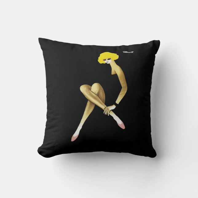 Vintage Art Deco Bally Pink Shoes Throw Pillow (Front)