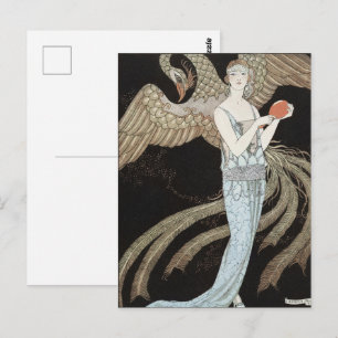 Vintage Art Deco Beaded Gown Fashion Wall Decor Postcard