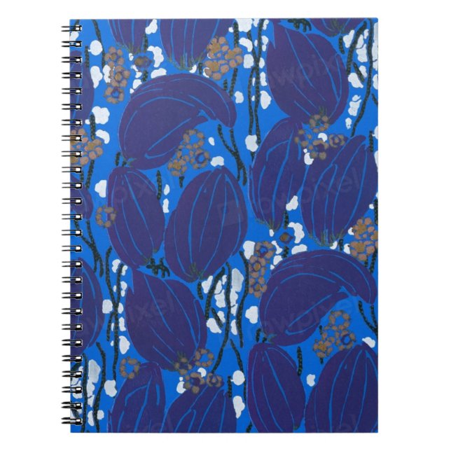 Vintage art deco blue abstract  seamless pattern notebook (Front)