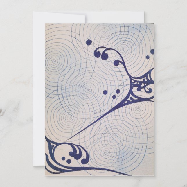 Vintage Art Deco Blue Waves Invitation (Front)