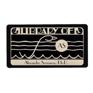 Vintage Art Deco Bookplate Personalized Monogram