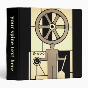 Vintage Art Deco Business Wheel and Machine Worker Binder