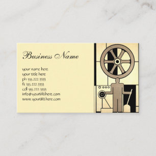 Vintage Art Deco Business Wheel and Machine Worker Card