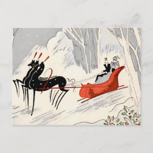 Vintage Art Deco Christmas Sleigh Ride Card 