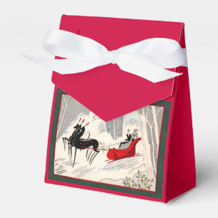 Vintage Art Deco Christmas Sleigh Ride Card Favor Box