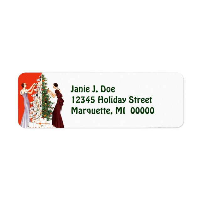 Vintage Art Deco Christmas Tree Tradition Labels (Front)