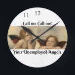Vintage Art deco Clock with Raffaello's Angels<br><div class="desc">Angels Guardians' educational wall clock with cute Raffaello's Cherubs can remind kids (and adults too) that they are protected and helped ( and also that five to twelve is not the best timing for action). Classic painting of Raffaello's angels is combined with the funny quote "Call me Call me!" from...</div>