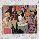 Vintage Art Deco Cocktail Party at Nightclub Jigsaw Puzzle<br><div class="desc">Vintage illustration love and romance image featuring a gentleman taking out several ladies for a New Year's Eve night out on the town enjoying a festive evening at a cocktail party in a restaurant.</div>