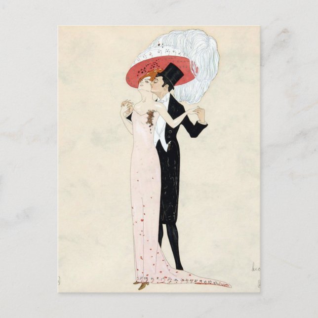 Vintage Art Deco Couple by Leo Rauth Postcard (Front)