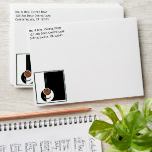 Vintage Art Deco, Cup of Coffee with Steam Envelope