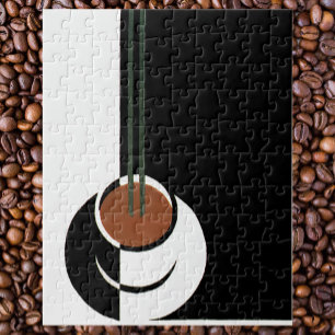 Vintage Art Deco, Cup of Coffee with Steam Jigsaw Puzzle