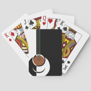Vintage Art Deco, Cup of Coffee with Steam Playing Cards